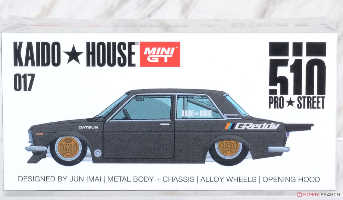 ダットサン 510 プロストリート GREDDY ガンメタルグレー KAIDO HOUSE (左ハンドル) (ミニカー) パッケージ1