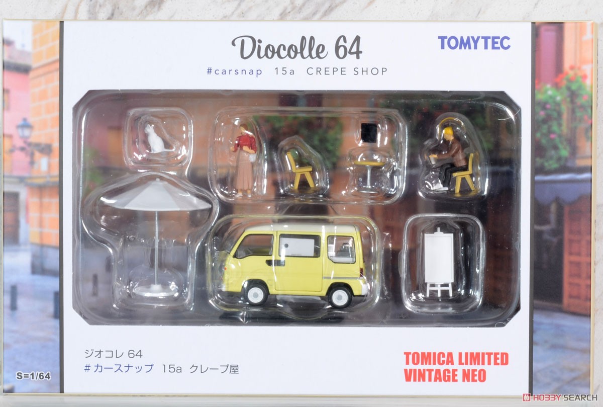 ジオコレ64 #カースナップ15a クレープ屋 (スバル サンバー ディアス クラシック 移動販売車 付属) (ミニカー) パッケージ1