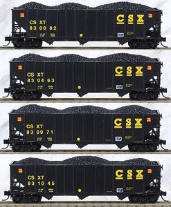 993 00 189 (N) CSX(R) Hopper Runner Pack (#830082, 830463, 830971, 831045) (4-Car Set) (Model Train)