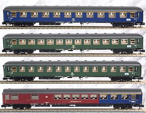 DB, 4-unit pack coaches, 1 x Am, 2 x Bm, 1 x ARm217, blue resp. green livery, period IV (4-Car Set) (Model Train)