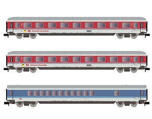DB AG, 3-unit pack `Rollende Raststatte`, 2 x Avm + WGm, orientred/white livery, period V (3-Car Set) (Model Train)