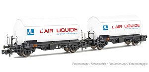 SNCF, 2-unit pack 2-axle gas tank wagons `AIR LIQUIDE`, period IV-V (2-Car Set) (Model Train)