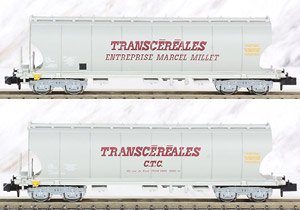 SNCF, 2 unit pack 4-axle hopper wagons with rounded walls Transcereales CTC + Enterprise Marcel Millet (Model Train)