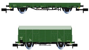 DR, 2-unit pack maintenance wagons (1 x Gs-wooden + 1 x Kls), green livery, period IV (2両セット) (鉄道模型)