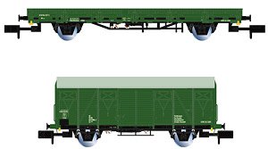 DR, 2-unit pack maintenance wagons (1 x Gs-wooden + 1 x Kls), green livery, period IV (2-Car Set) (Model Train)