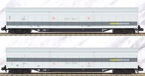 RailAdventure, 2-unit pack 4-axle sliding wall wagons, grey livery, ep.VI (2両セット) (鉄道模型)