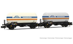 DB, 2-unit pack 2-axle gas tank wagon, `Linde`-livery, period IV (2両セット) ★外国形モデル (鉄道模型)