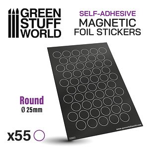 Round Magnetic Sheet Self-Adhesive - 25mm (55 Sheets) (Display)