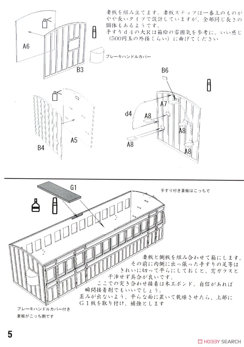 1/80(HO) J.G.R. HAFU2887 Paper Kit (Unassembled Kit) (Model Train) Assembly guide5