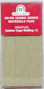 (OO/HO) Gabion Cage Walling (130 x 75mm, 4 Pieces) [Wills Kits Materials Pack SSMP235] (Model Train)