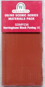 (OO/HO) Herringbone Block Paving (130 x 75mm, 4 Pieces) [Wills Kits Materials Pack SSMP236] (Model Train)