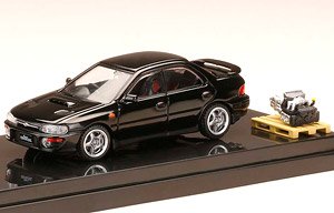 Subaru Impreza WRX (GC8) 1992 Black Mica w/Engine Display Model (Diecast Car)