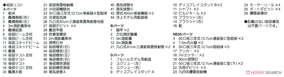 日本海軍 初春型駆逐艦 子日(ねのひ) (プラモデル) 設計図3