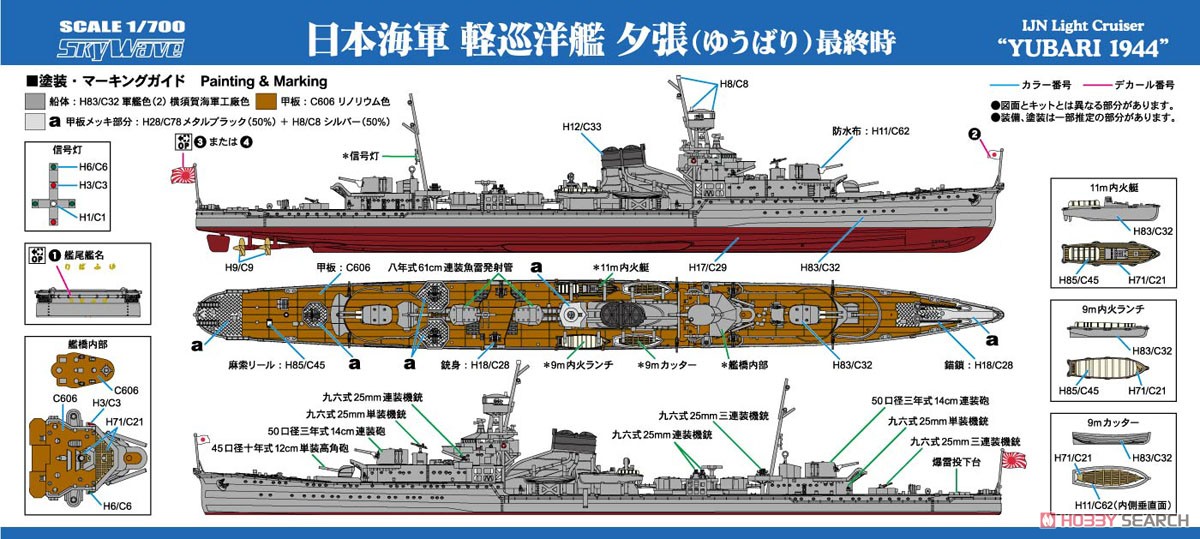 日本海軍 軽巡洋艦 夕張 最終時 (プラモデル) 塗装1