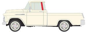 (HO) 1955 Chevy Cameo Pickup Ivory / Red (Diecast Car)