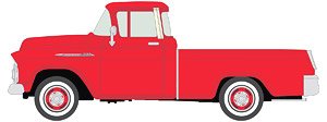 (HO) 1955 Chevy Cameo Pickup Red / Ivory (Diecast Car)