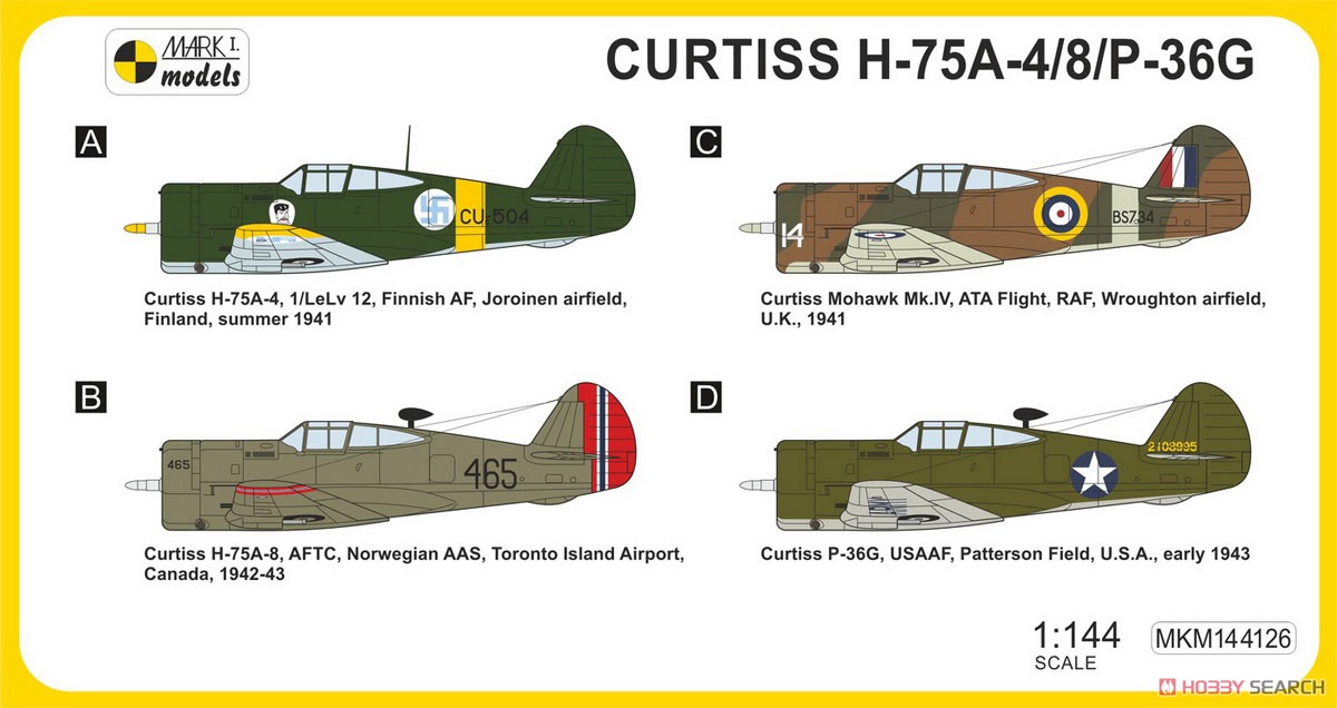 カーチス H-75A-4/A-8/P-36G 「後期型ホーク」 2イン1 (プラモデル) 塗装1
