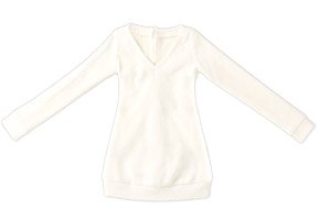 AZO2 Natural V-neck Sweater (White) (Fashion Doll)