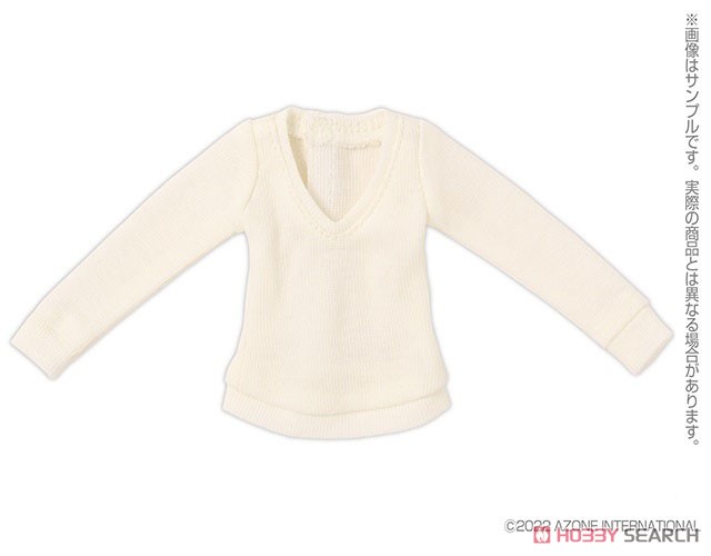 PPNM Natural V-neck Sweater (White) (Fashion Doll) Item picture1