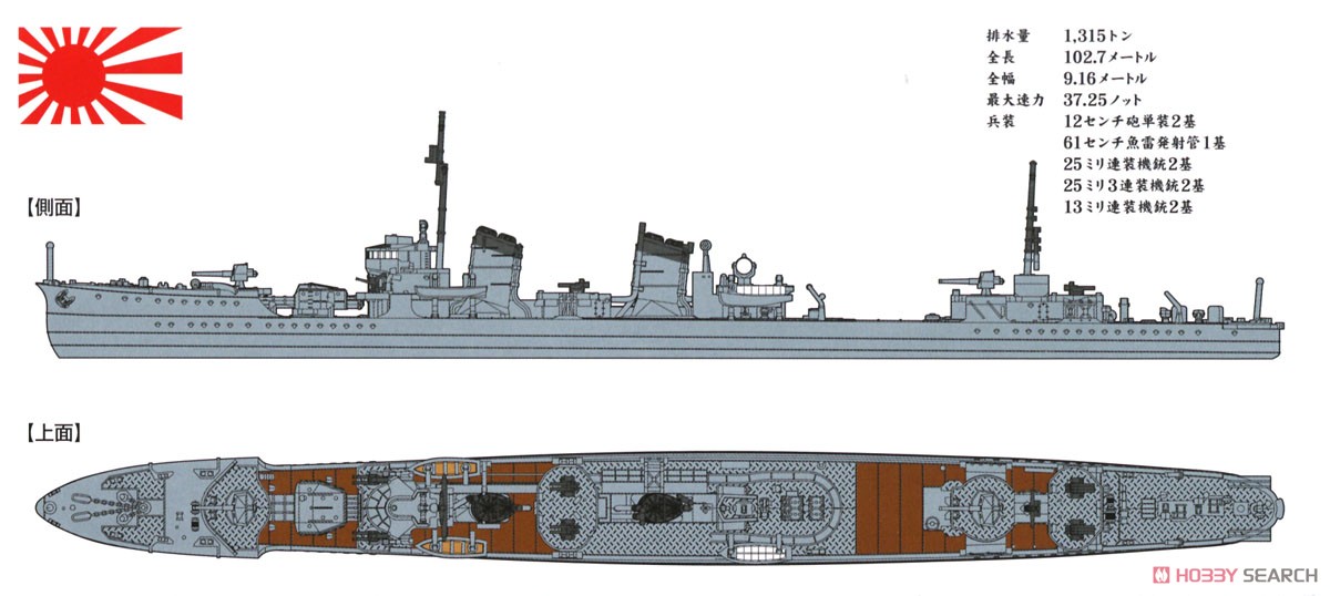 睦月型駆逐艦 文月 1943 (プラモデル) 塗装1