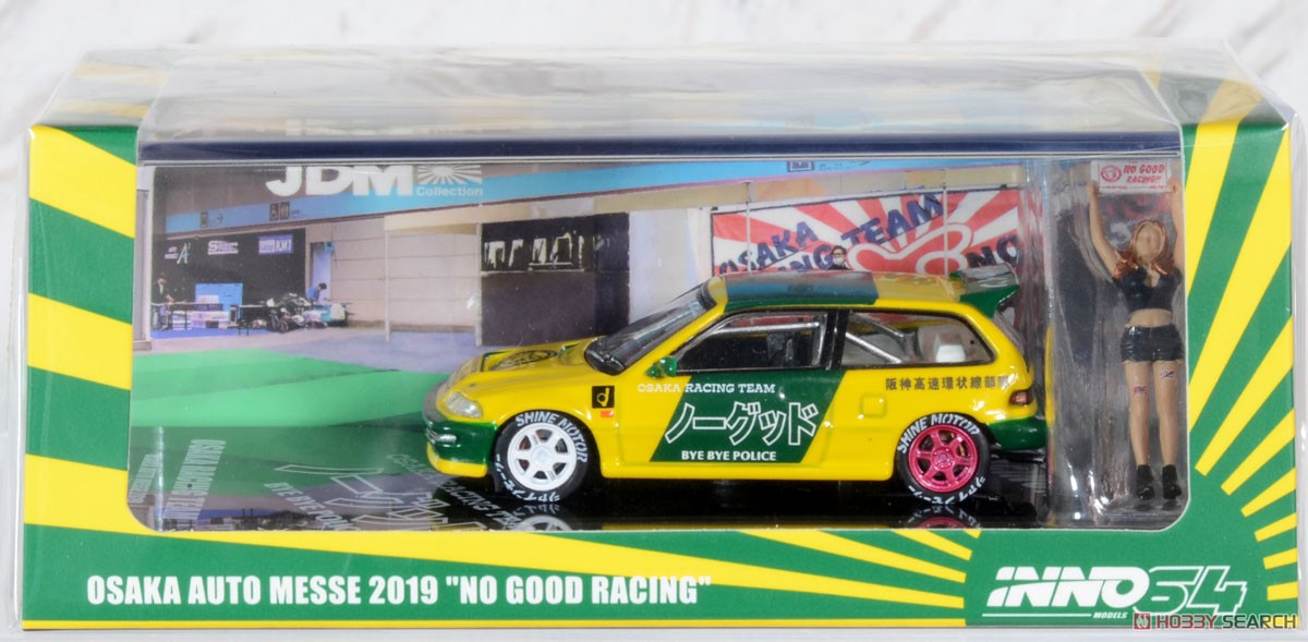 Honda シビック EF9 `NO GOOD RACING` 大阪オートメッセ 2019 フィギュア付属 (ミニカー) パッケージ1
