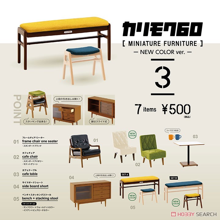 Karimoku 60 Miniature Furniture Vol.3 -New Color Ver.- Box (Set of 9) (Completed) Other picture1