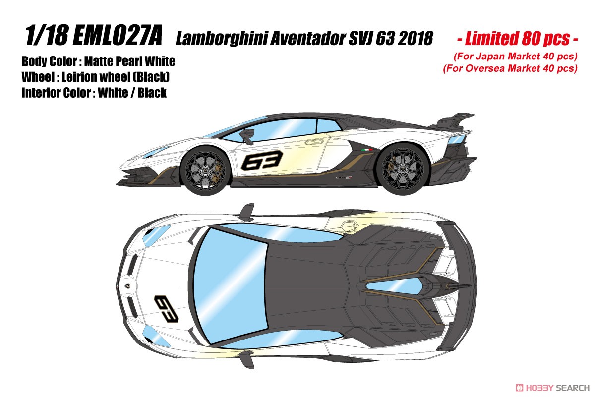 Lamborghini Aventador SVJ 63 2018 マットパールホワイト (ミニカー) その他の画像1