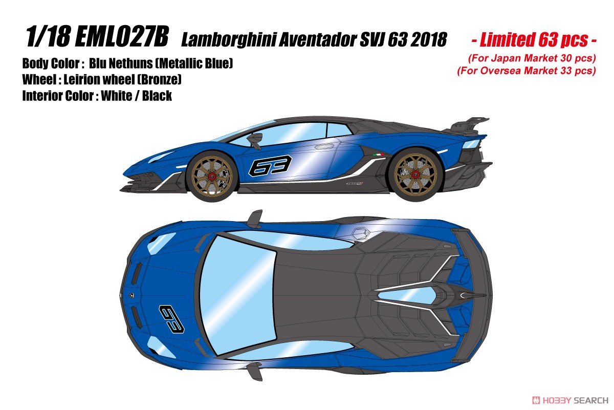 Lamborghini Aventador SVJ 63 2018 ブルーネザンス (ミニカー) その他の画像1