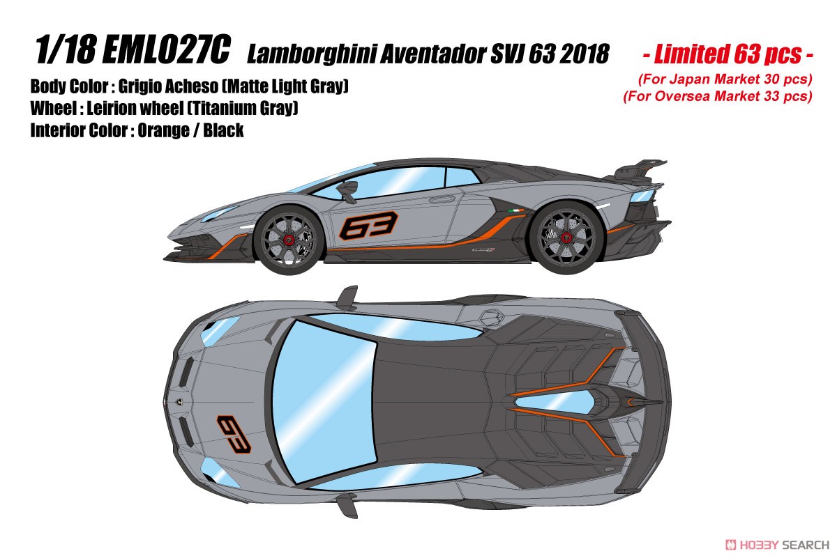 Lamborghini Aventador SVJ 63 2018 グリジオアケソー (ミニカー) その他の画像1