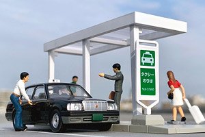 Diorama Collection64 #CarSnap04b Cabstand w/Toyota Crown Comfort (Diecast Car)