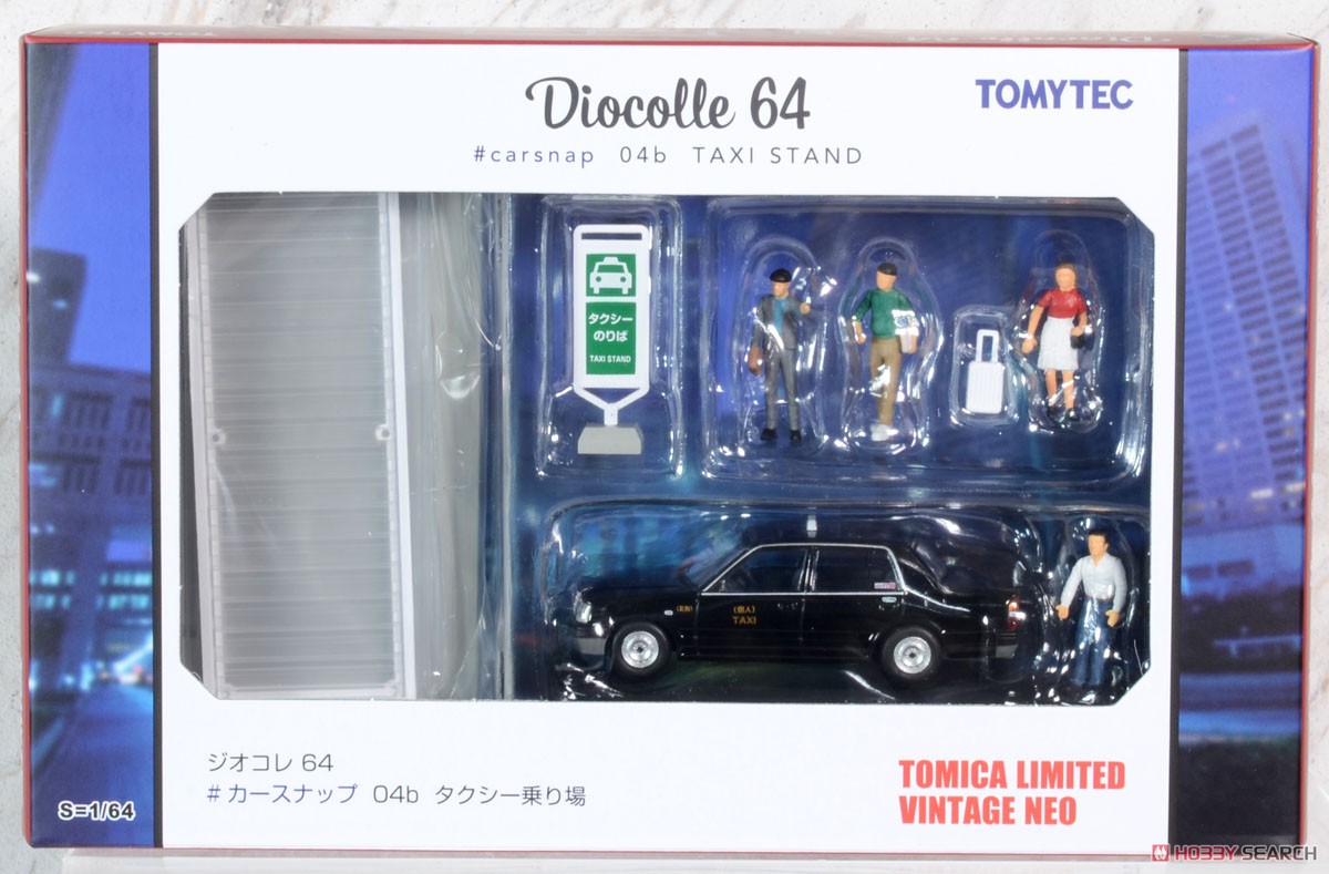 Diorama Collection64 #CarSnap04b Cabstand w/Toyota Crown Comfort (Diecast Car) Package1