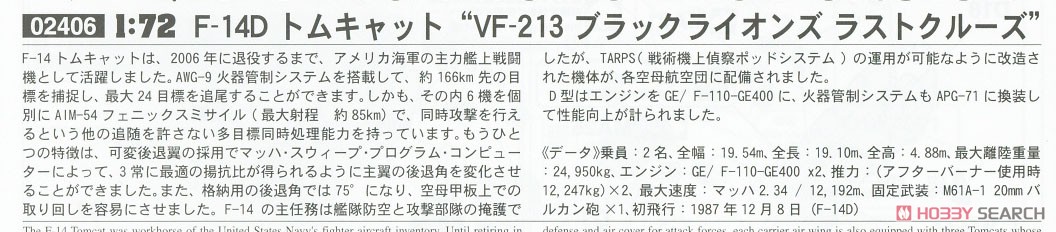 F-14D トムキャット `VF-213 ブラックライオンズ ラストクルーズ` (プラモデル) 解説1