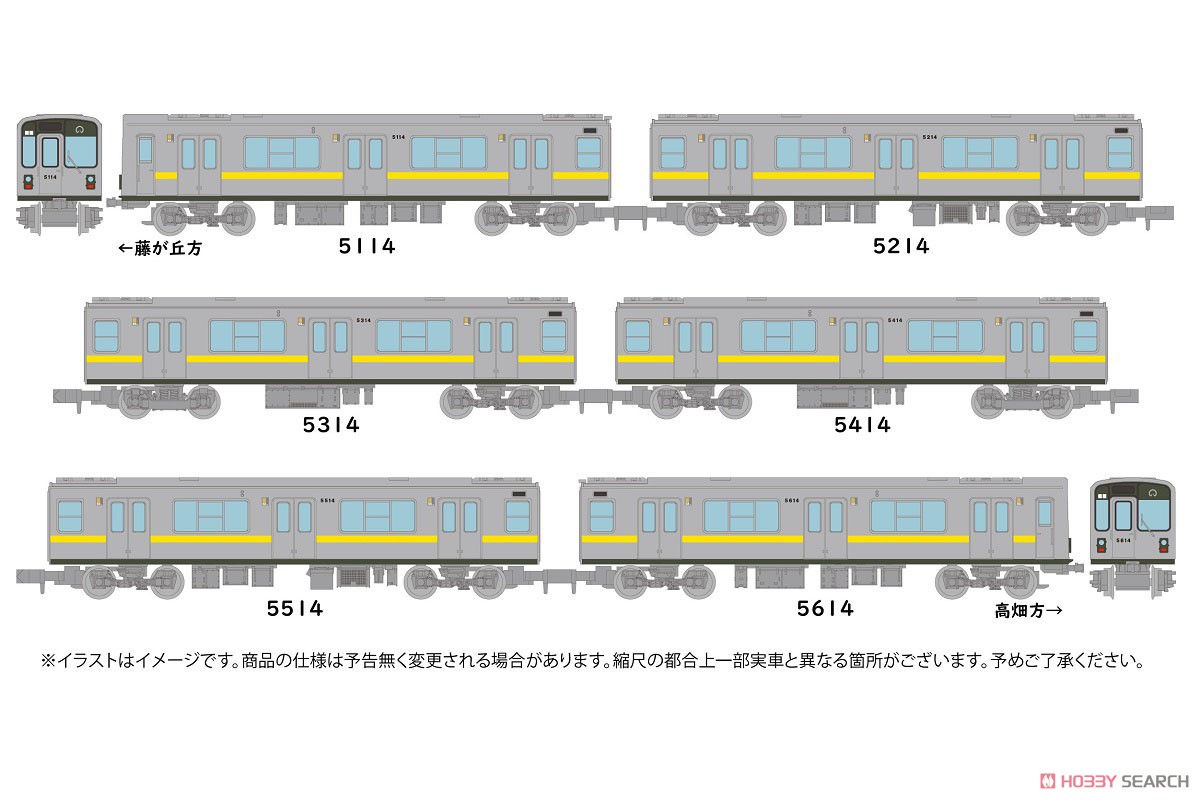 The Railway Collection Nagoya Municipal Subway Higashiyama Line Type 5000 Formation 5114 Six Car Set (6-Car Set) (Model Train) Other picture1