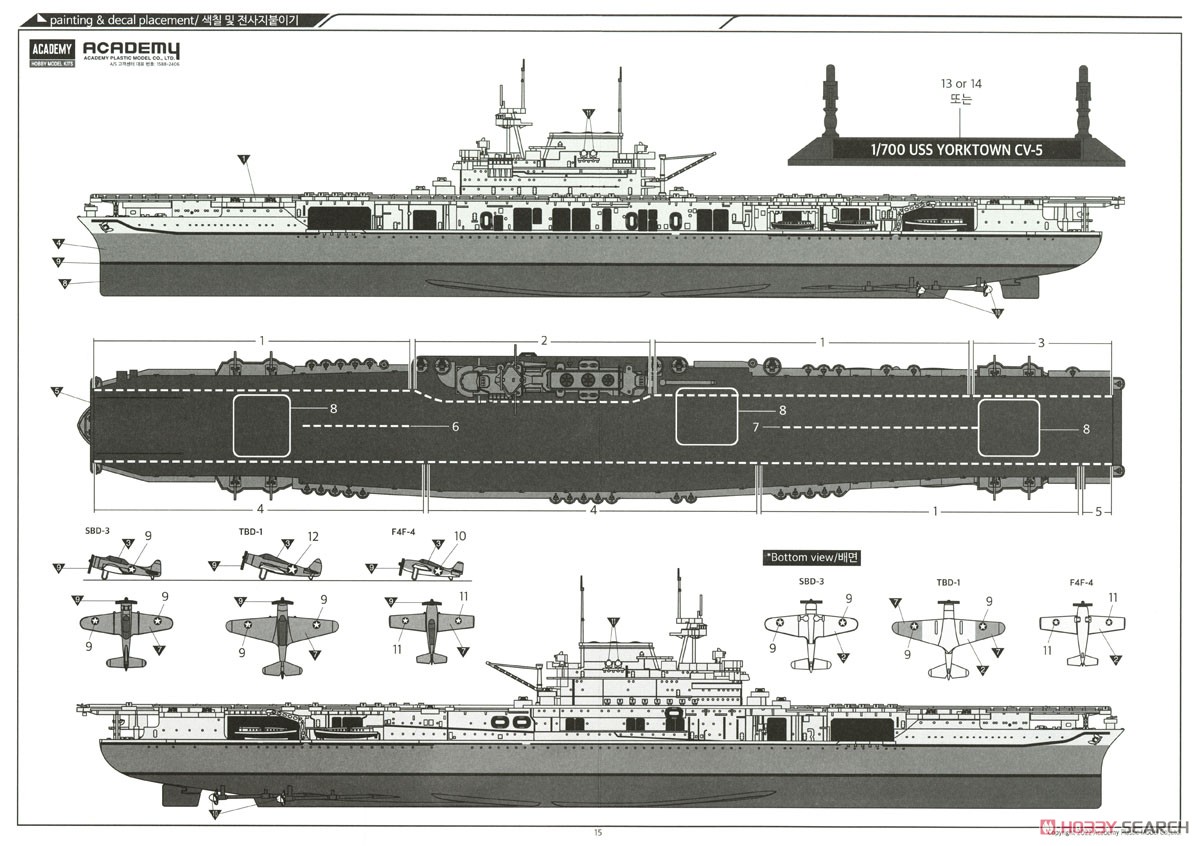 アメリカ海軍 航空母艦 CV-5 ヨークタウン `ミッドウェイ作戦` (プラモデル) 塗装2
