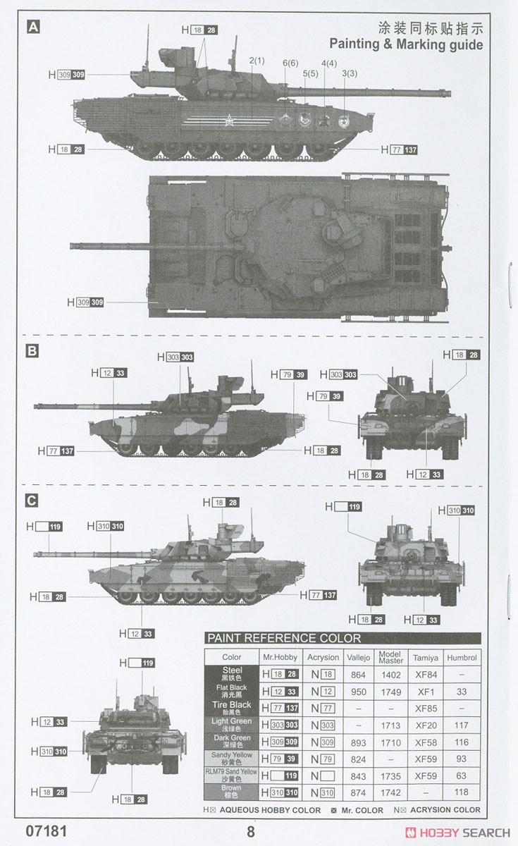 ロシア連邦軍 T-14主力戦車 (プラモデル) 塗装2