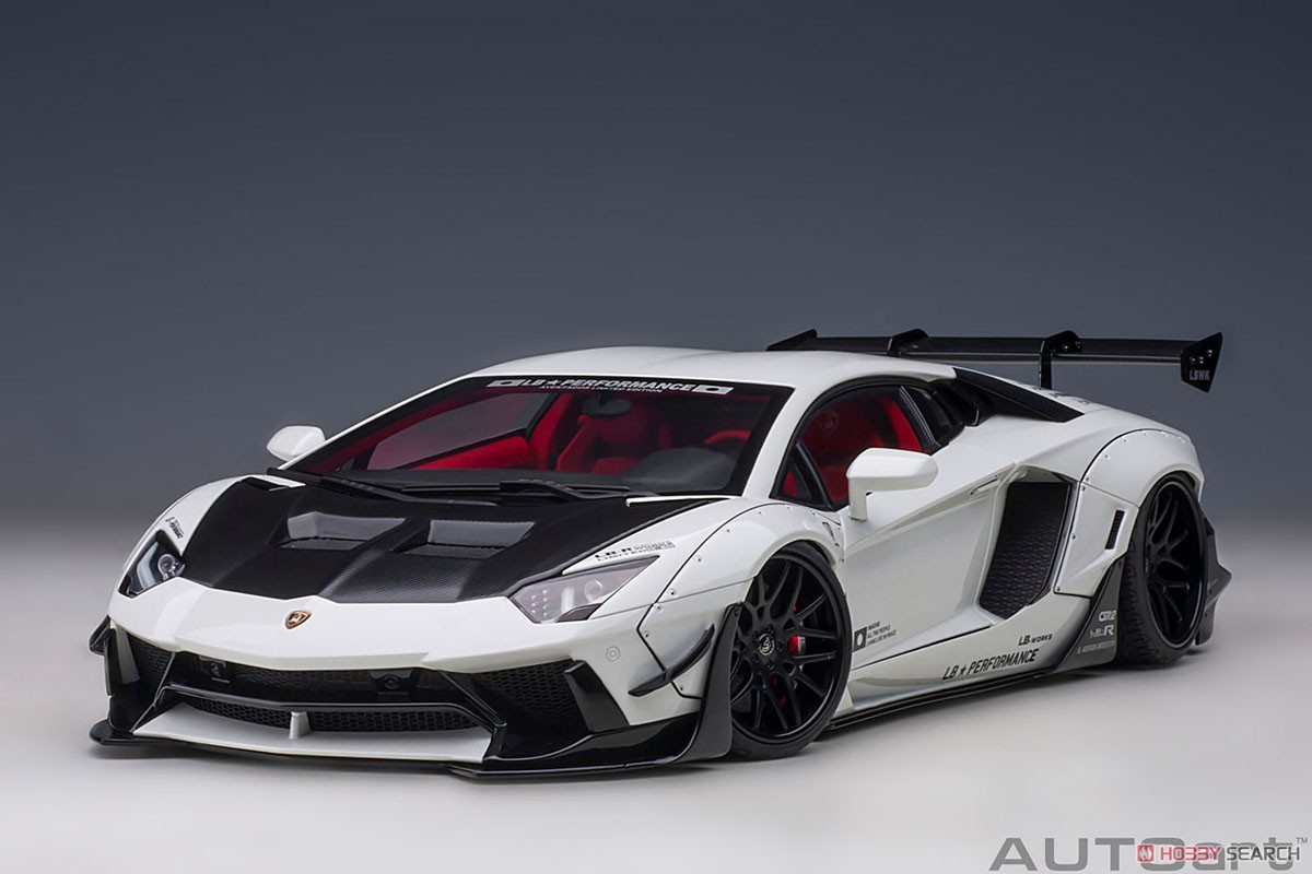 Liberty Walk LB-Works Lamborghini Aventador Limited Edition (Metallic White / Carbon Black Bonnet) (Diecast Car) Item picture14