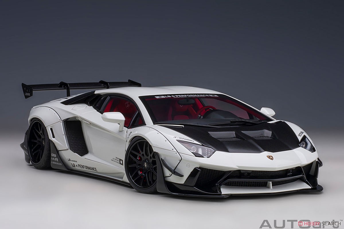 Liberty Walk LB-Works Lamborghini Aventador Limited Edition (Metallic White / Carbon Black Bonnet) (Diecast Car) Item picture15