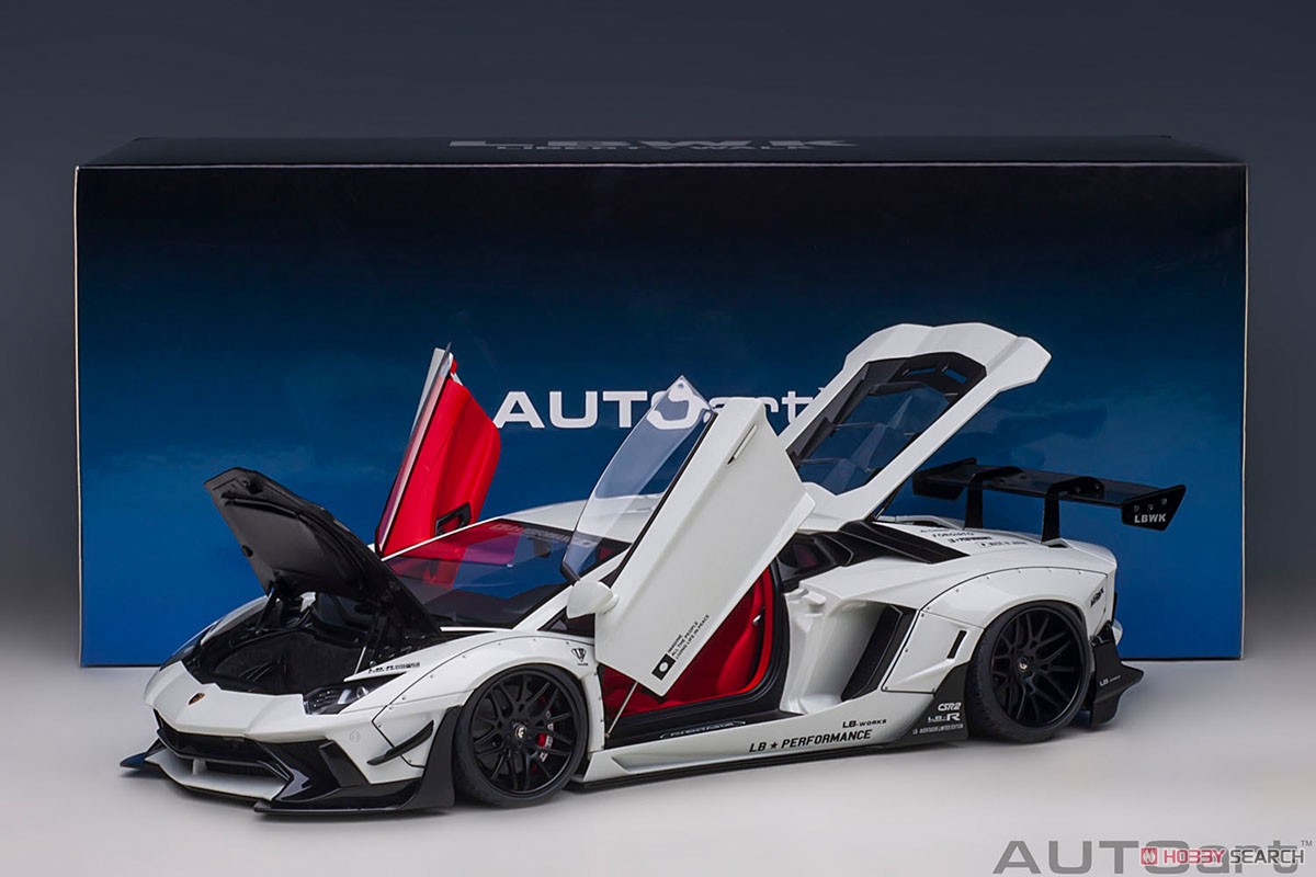 Liberty Walk LB-Works Lamborghini Aventador Limited Edition (Metallic White / Carbon Black Bonnet) (Diecast Car) Item picture16