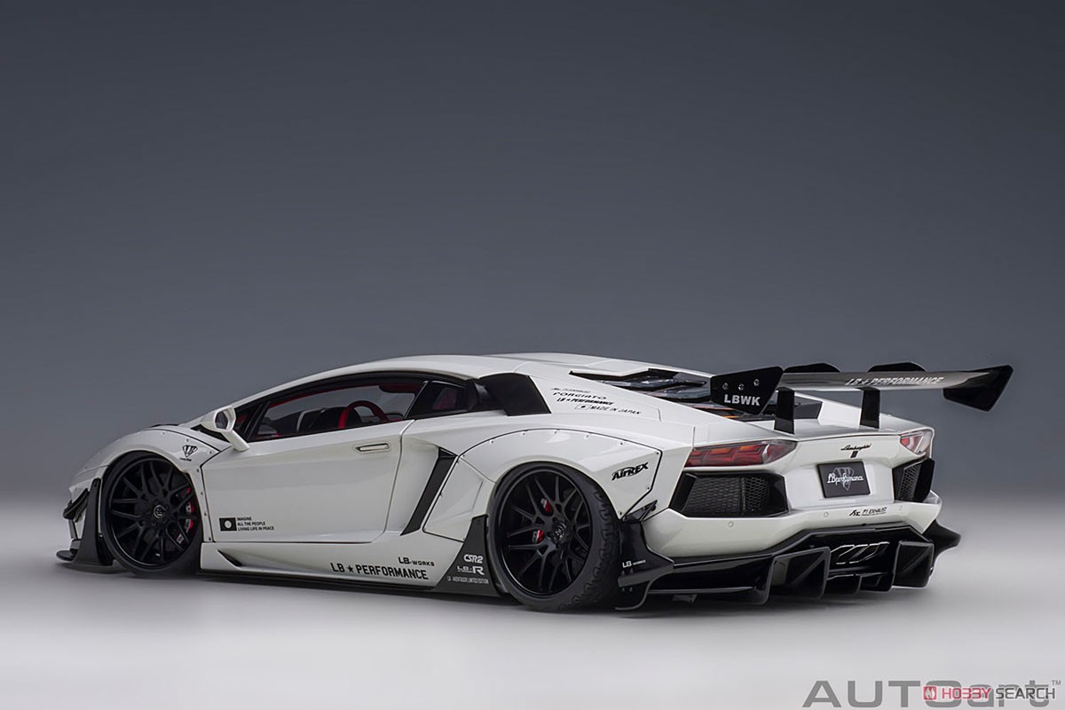 Liberty Walk LB-Works Lamborghini Aventador Limited Edition (Metallic White / Carbon Black Bonnet) (Diecast Car) Item picture2