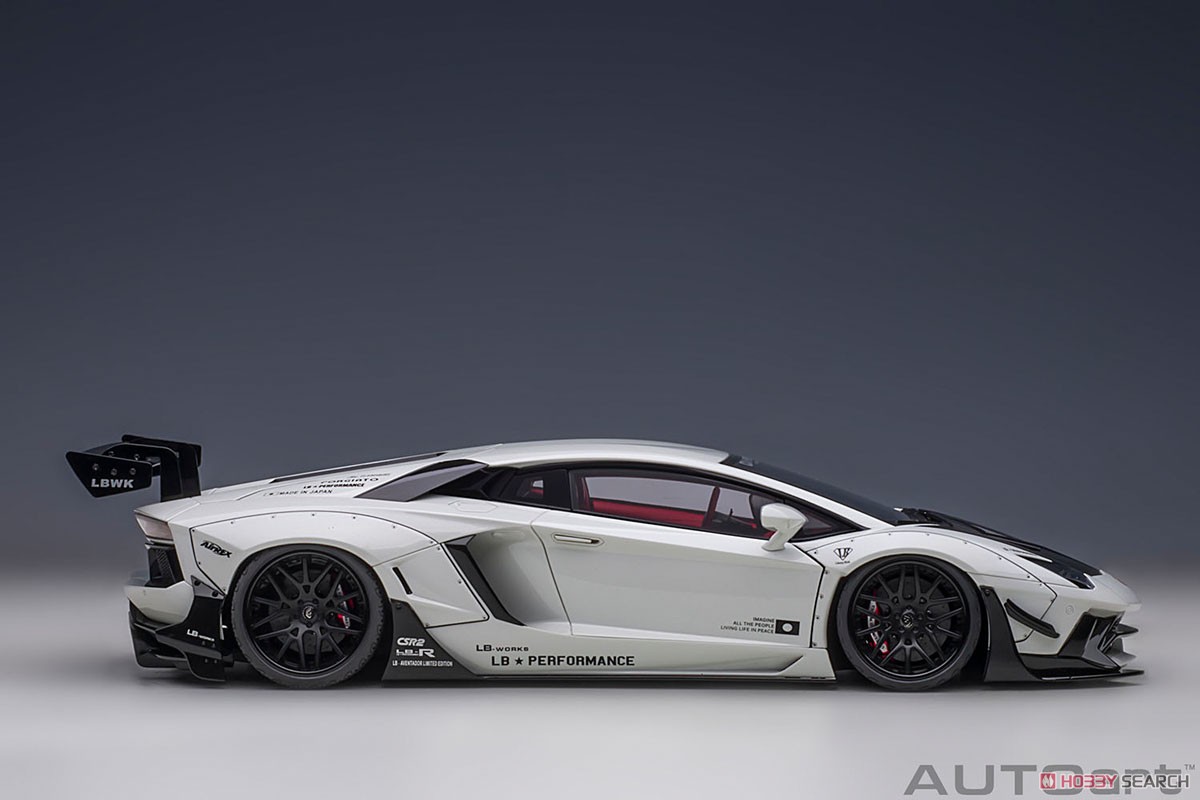 Liberty Walk LB-Works Lamborghini Aventador Limited Edition (Metallic White / Carbon Black Bonnet) (Diecast Car) Item picture4