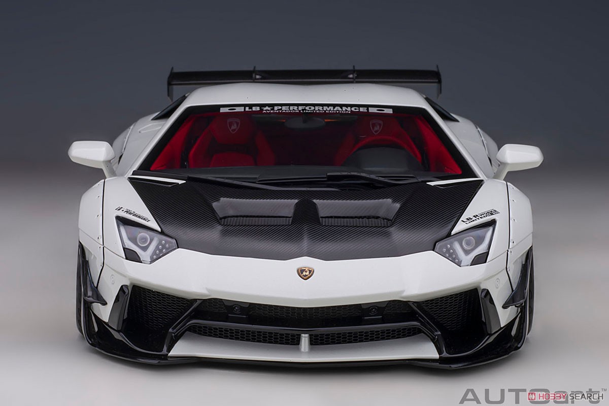 Liberty Walk LB-Works Lamborghini Aventador Limited Edition (Metallic White / Carbon Black Bonnet) (Diecast Car) Item picture5