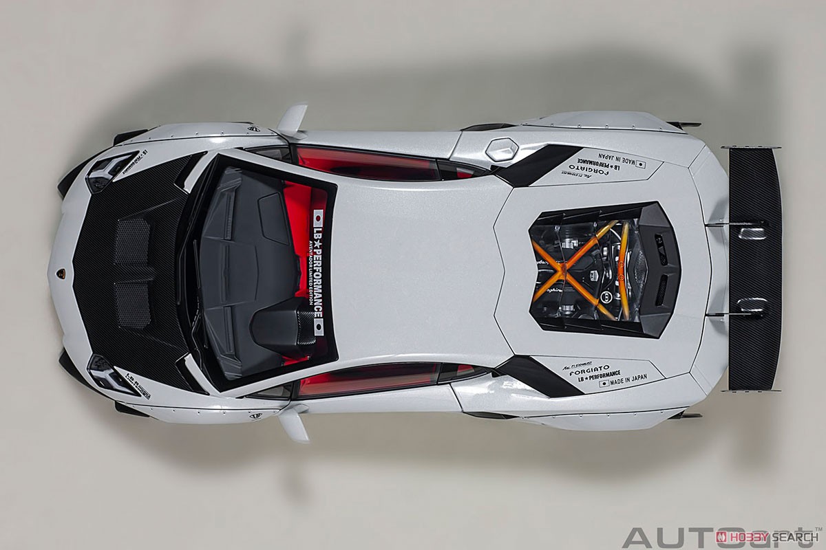 Liberty Walk LB-Works Lamborghini Aventador Limited Edition (Metallic White / Carbon Black Bonnet) (Diecast Car) Item picture7