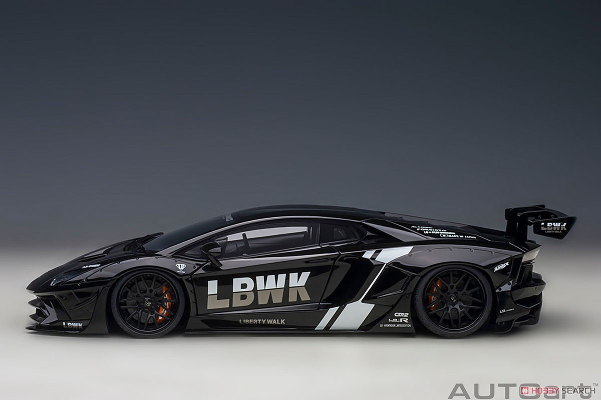 Liberty Walk LB-Works Lamborghini Aventador Limited Edition (Black [LBWK] / Carbon Black Bonnet) (Diecast Car) Item picture3