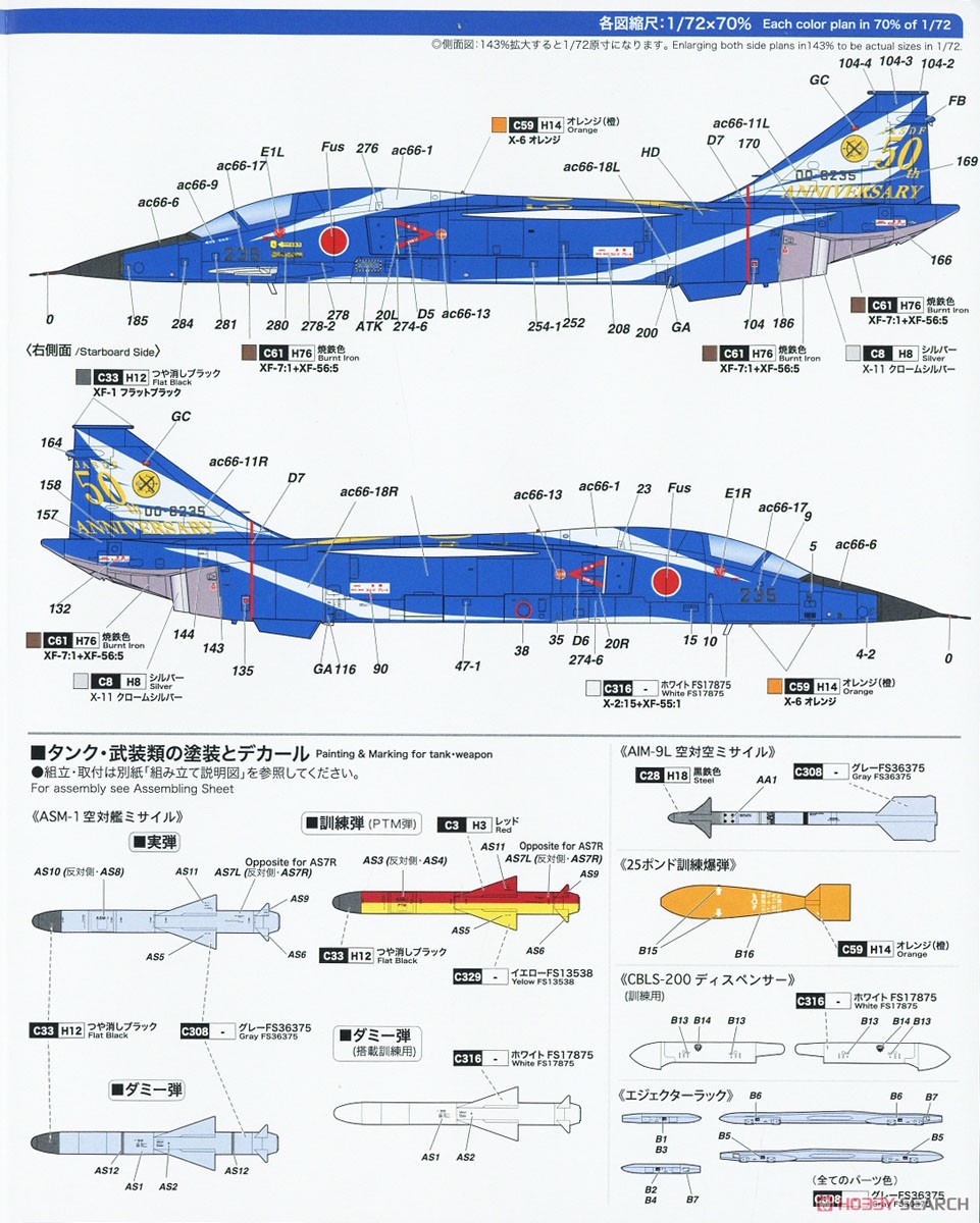 航空自衛隊 F-1 第6飛行隊 航空自衛隊50周年記念塗装機 (プラモデル) 塗装3