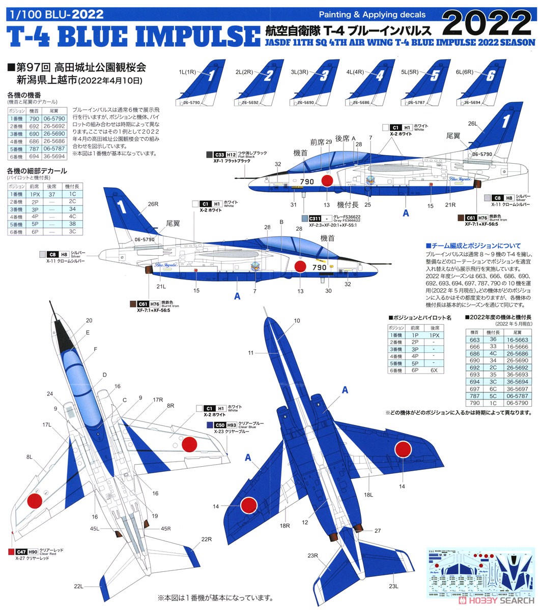 航空自衛隊 T-4 ブルーインパルス 2022 (プラモデル) 塗装2