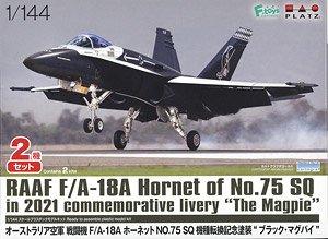 オーストラリア空軍 戦闘機 F/A-18A ホーネット NO.75 SQ 機種転換記念塗装 `ブラック・マグパイ` (2機セット) (プラモデル)