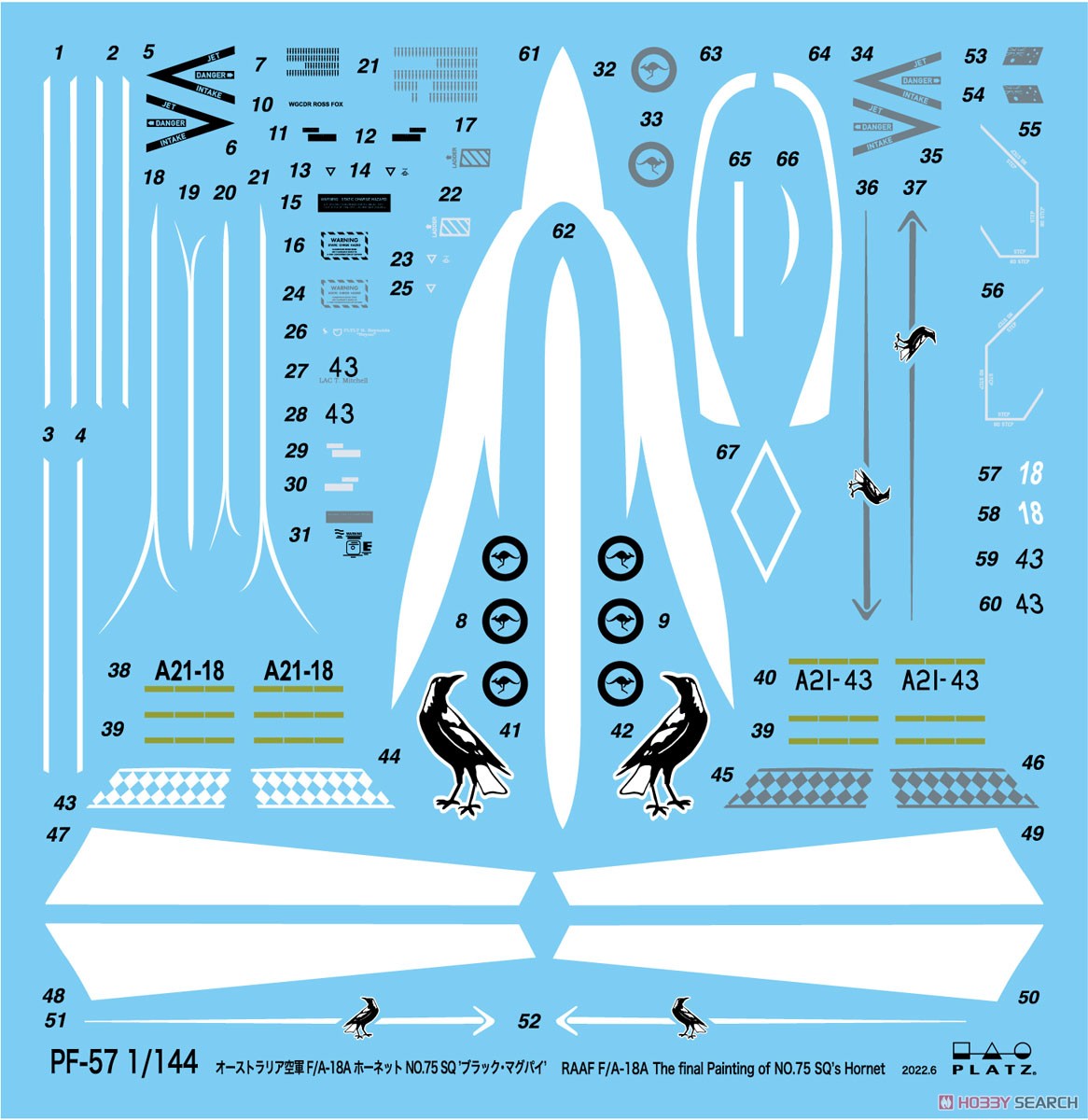 オーストラリア空軍 戦闘機 F/A-18A ホーネット NO.75 SQ 機種転換記念塗装 `ブラック・マグパイ` (2機セット) (プラモデル) その他の画像2