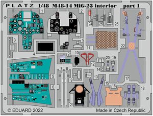 Photo-Etched Parts for MiG-23 Flogger Cockpit (for Platz/Italeri) (Plastic model)