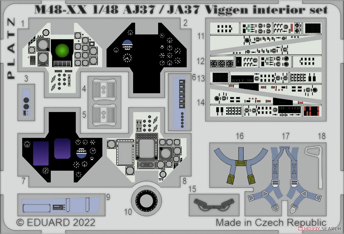 Photo-Etched Parts for AJ37/JA37 Viggen Cockpit (for Platz/Italeri) (Plastic model) Other picture1