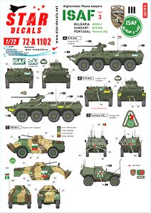 ISAF-Afghanistan # 3. Peacekeepers from Bulgaria, Hungary and Portugal. BRDM-2, BTR-80A, Panhard VBL. (Plastic model)